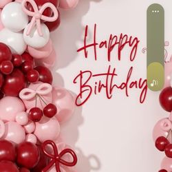 Pink and Red Balloon Arch Kit, Double Stuffed Balloons and Bows for Retro...