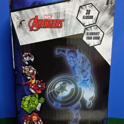 Marvel Avengers Captain America 3D Illusion Lamp- NIB! Color Changing 9