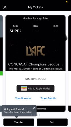 1 SINGLE TICKET TO LAFC VS CRUZ AZUL