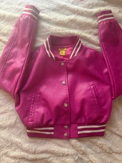 Daisy Kids pink faux leather jacket size small