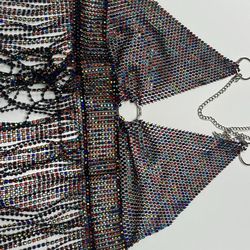 Cute See Thru Rhinestone New Years Eve Crop Top 