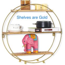 3 Piece Circle Metal Accent Shelf for Desk/Wall, Gold