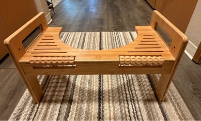 Bathroom foot stool, bamboo