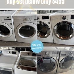 Front Load Washer And Dryer Sets $499 With Warranty