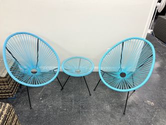 Outdoor furniture 3-PCs Acapulco aqua blue chair set