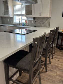 Gray Wood Counter Height Bar Stools Set of 3