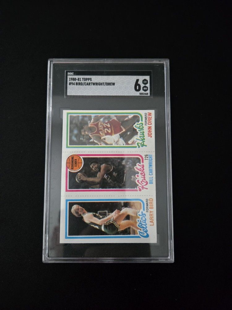 1980-81 Topps LARRY BIRD RC /Bill Cartwright/John Drew #94 SGC 6