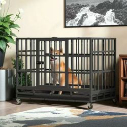 37" Heavy Duty Dog Crate with Removable Tray Large Dog Kennel Heavy Duty Dog Crate cage with Wheels $100