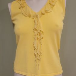 Blouse Alberto MAKALI Yellow Ruffle retro Top Small