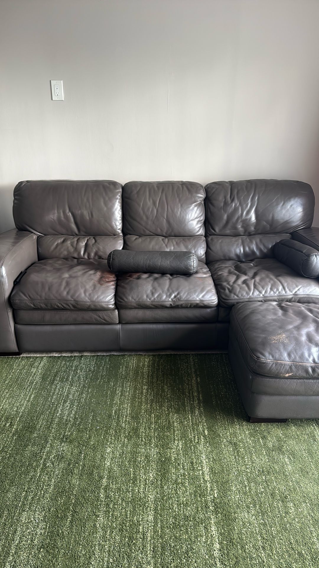 Brown Couch With Ottoman 