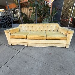 Antique, Beautiful Goldish, Yellow Velvet Mink Condition Very Comfortable Sofa