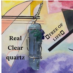 MINDFUL SOULS The tree of life necklace  CLEAR QUARTZ WIRE WRAPPED