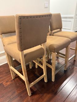 Set of 6 Upholstered Counter height Bar Stools with Nailhead Trim