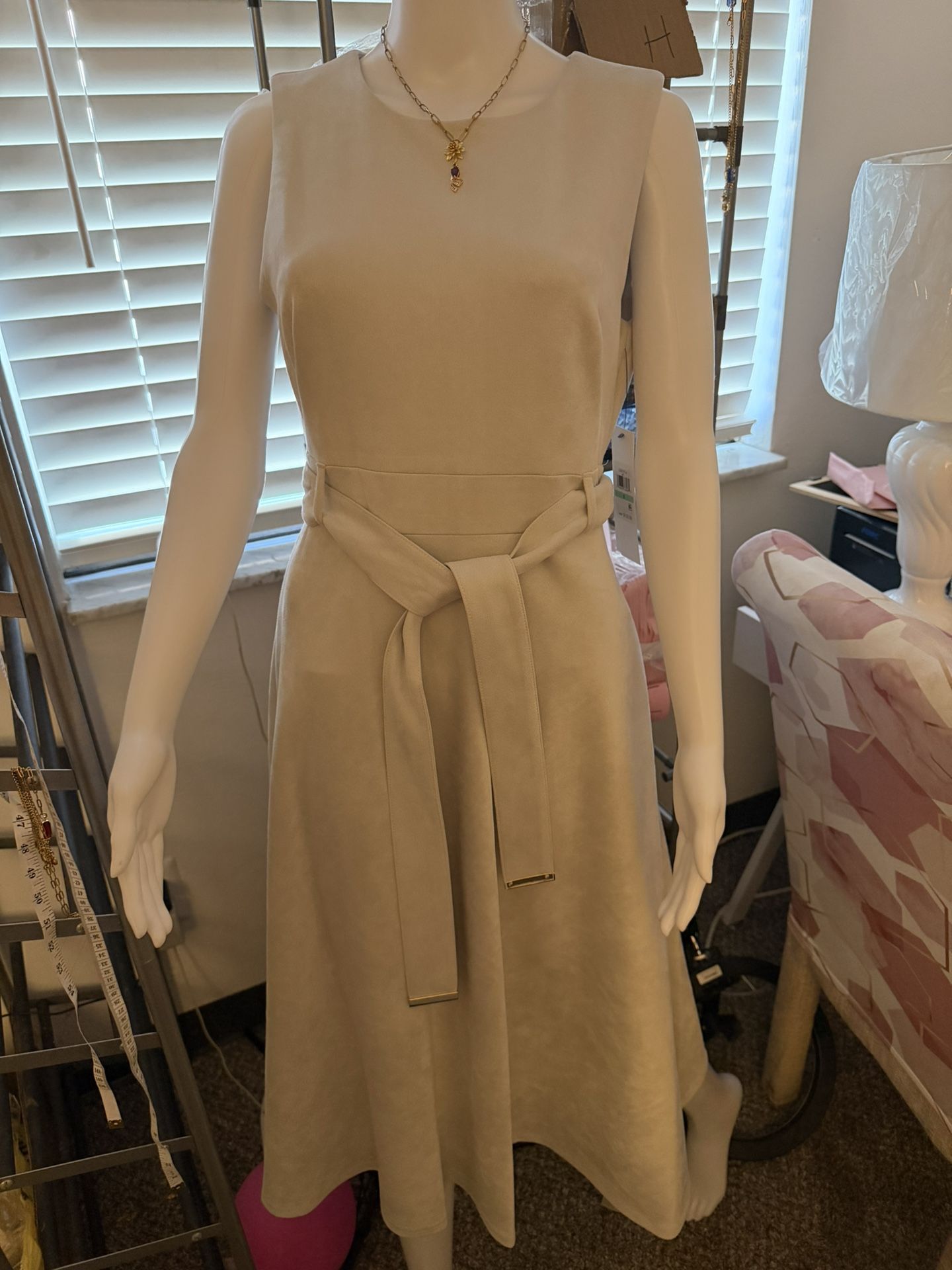 Size 8 Calvin Klein Dress With Floral Necklace