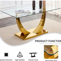 Glass Table With Gold Base 