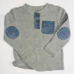 Arizona Jean Co Boys 24M Gray With Denim Accents Long Sleeve Shirt, SMOKE FREE!