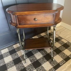 Very unique side table with drawer and bottom shelf