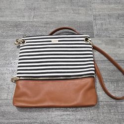 Lovevook Black And White Striped Crossbody Bag With Zippered Bottom