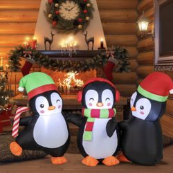 Inflatable Penguin Family with Built in LED Lights For Sale $32.00 50%+ OFF Retail $65.00 NEW IN BOX