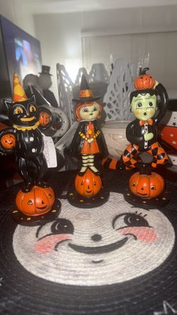 HTF Joanna Parker figurines, witch  Frankenstein and black cat