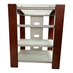 Modern Wood & Tempered Glass 4-Tier Audio Video Component Stand