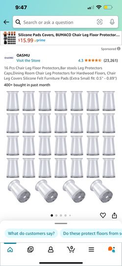 16 Pcs Chair Leg Floor Protectors,Bar stools Leg Protectors Caps,Dining Room Chair Leg Protectors for Hardwood Floors, Chair Leg Covers Silicone Felt 