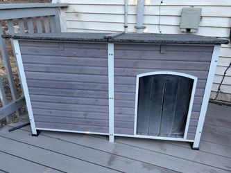 Heated Outdoor Dog House with Heating Pad, Gray