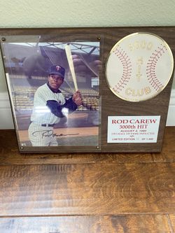 Rod Carew Signed Autograph 3,000 Hit Club Plaque Limited Edition #256/#1500