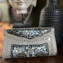 Silver Mosaic Purse, Brand New Metal Vintage Clutch 