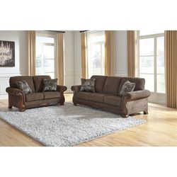 WOODEN Sofa Loveseat SET With Decorative Pillows 