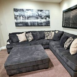 Lavernett Charcoal Gray Huge Sectional Couch 
