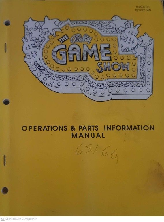 The Bally Game Show Operations & Parts Information Manual (1989/1990)