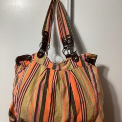 Large hippy like striped shoulder bag. Pretty colors.  No brand name EUC