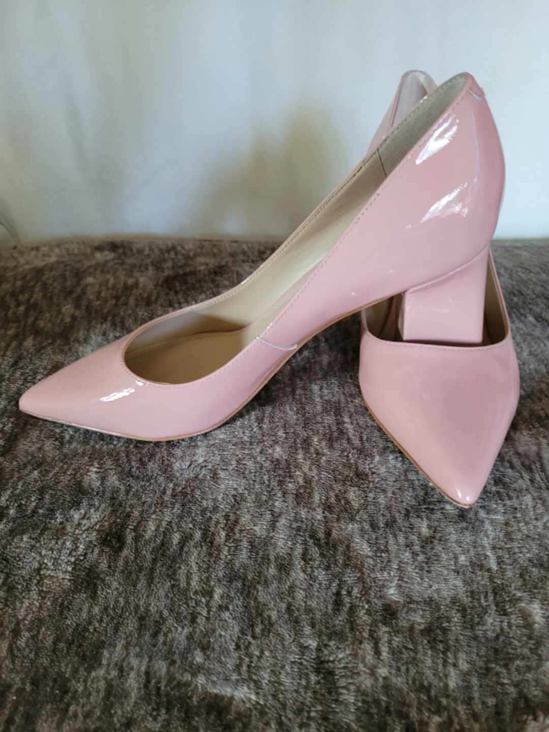 Marc Fisher , Zala Block Heel Pump,  Light Pink Patent Leather ,8.5