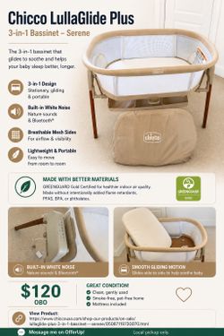 Chicco LullaGlide Plus 3-in-1 Bassinet | $80