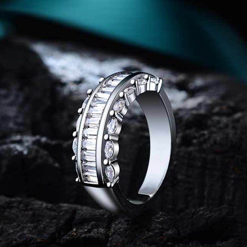 "Three Layer Gems Eternity Zircon Silver Fashion Ring for Women, EVGG1420
 
 