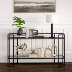 Meyer&cross Uriel 52 in. Blackened Bronze Rectangle Glass Console Table
