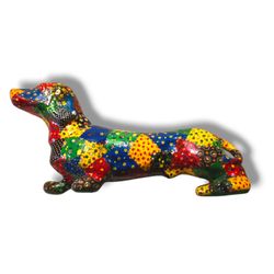 Vintage Decoupage Floral Patchwork Daschund Puppy Art Decor Sausage Dog Pet