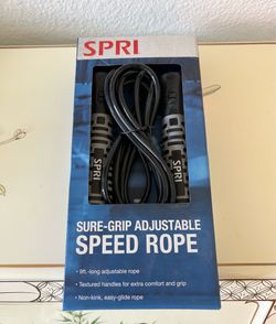 NEW! SPRI Sure-Grip Textured Adjustable Speed Jump Rope Workouts/Gym