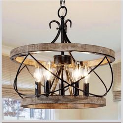 Farmhouse Chandelier – Wood & Metal