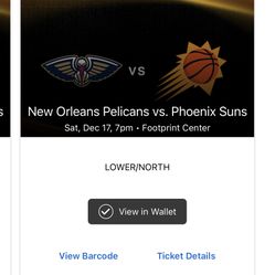 Suns v Pelicans Tickets