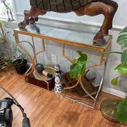 Gold Foil Side Table Mirrored