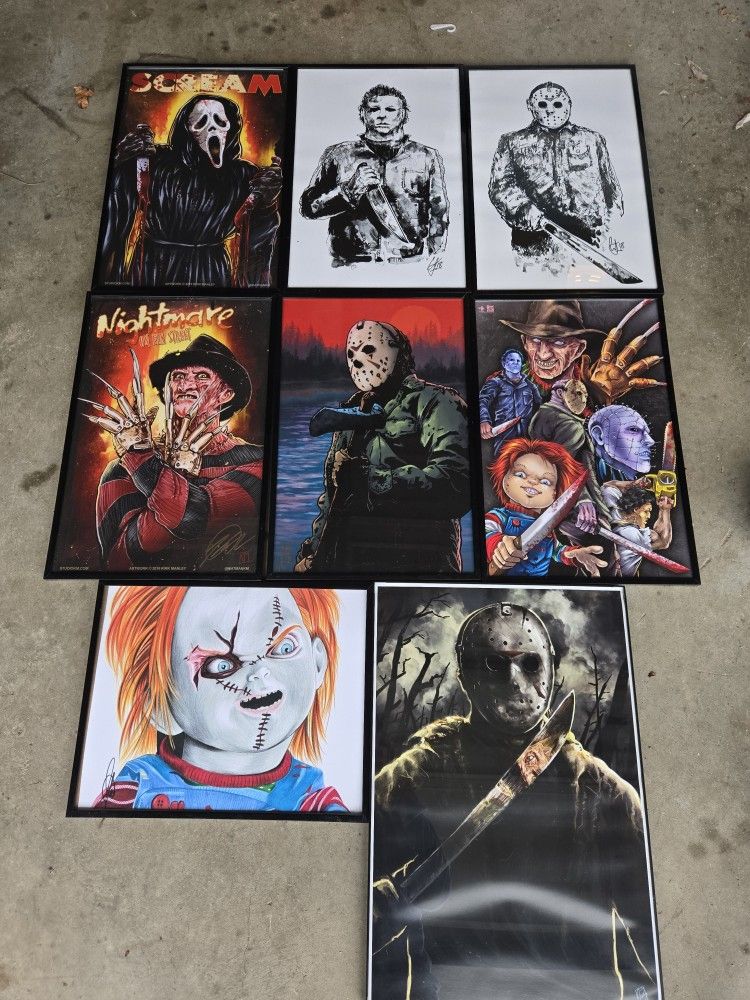 Horror movie framed artwork set (8)