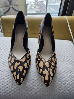 1.STATE Leopard Calf Hair Block Heels - Size 10