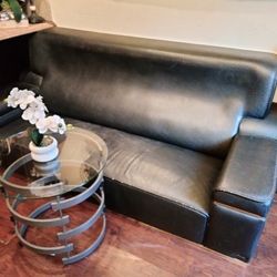  Black Leather Sofa