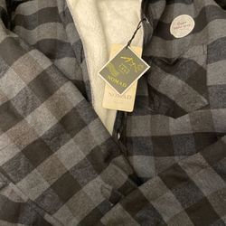 FLANNEL SHIRT JACKET WITH SHERPA FLEECE  Size M
