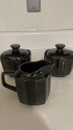 Juego de 3 azucarera  para café y para la lechita con sus tapaderas