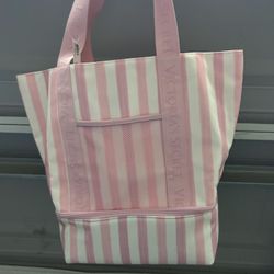Victoria’s Secret COOLER Bag Tote Iconic Pink White Striped Beach Bag Tote NEW