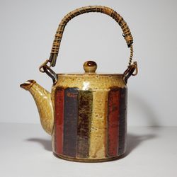 Striped Teapot Kettle Bamboo Handle
