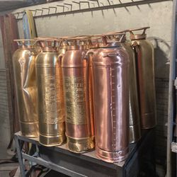 Antique Brass And Copper Fire Extinguishers